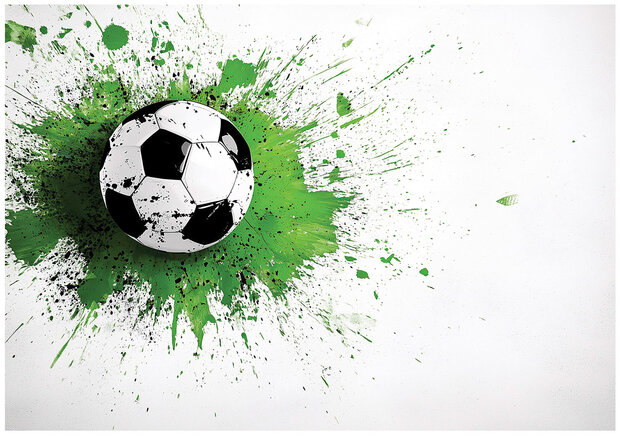 Voetbal op muur fotobehang Groen Wit