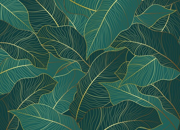 Emerald Leaves fotobehang XL