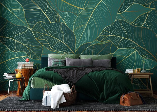 Emerald Leaves fotobehang XL