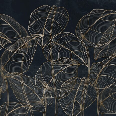 Golden Botanical Lines fotobehang XL