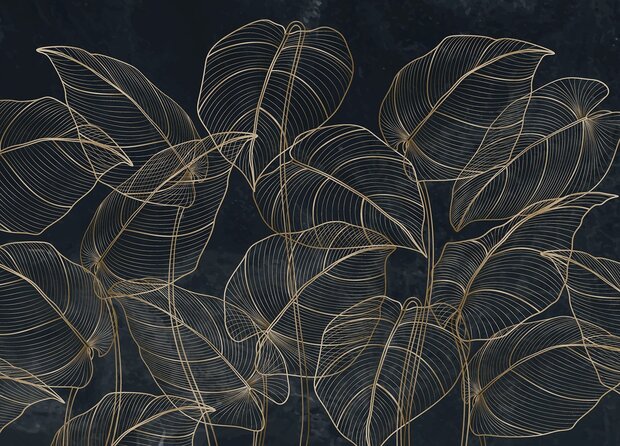 Golden Botanical Lines fotobehang XL