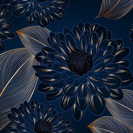 Chrysanten fotobehang Blauw XL