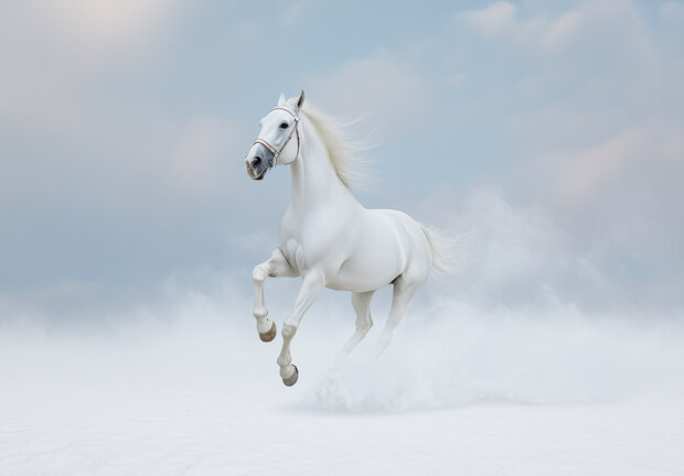 Wit Paard fotobehang Running Horse