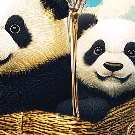 Panda in luchtballon fotobehang