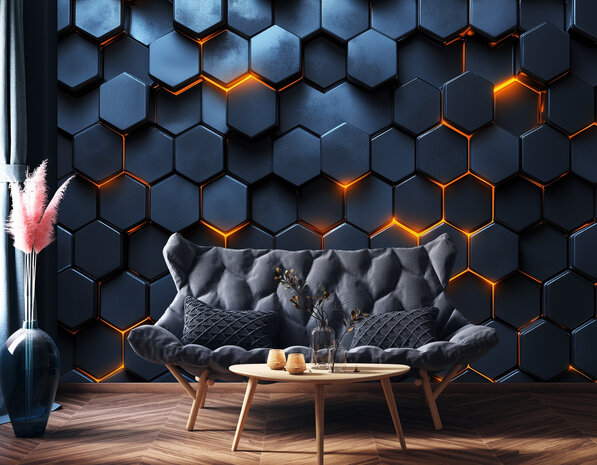 Hexagon fotobehang Glowing