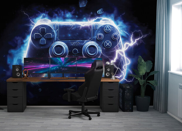 Game controller fotobehang Blauw