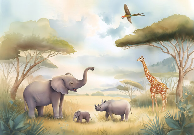 Jungledieren fotobehang Op de savanne