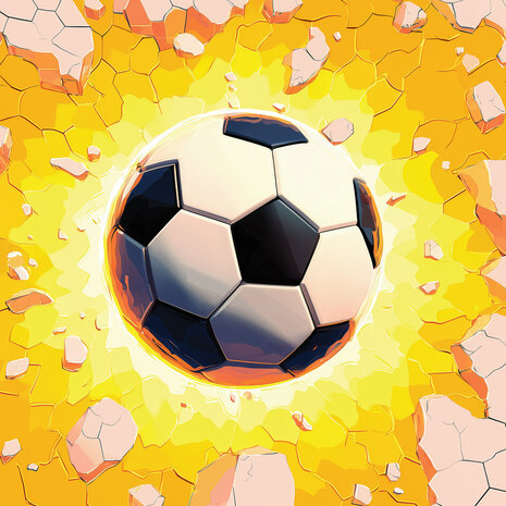 Voetbal op muur 3D fotobehang Oranje Geel