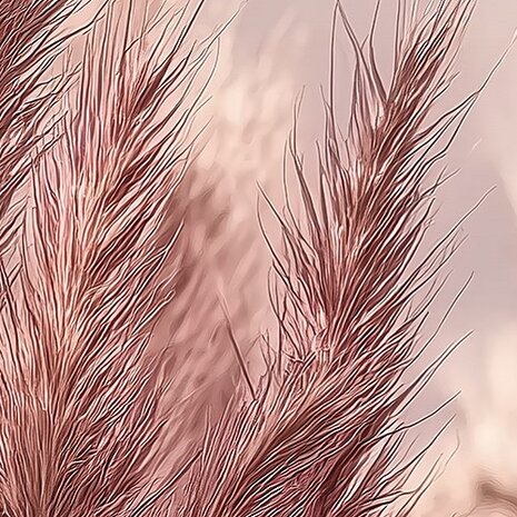 Zachtroze Pampas Gras fotobehang 