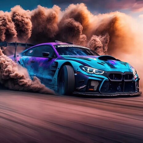 Raceauto Drift fotobehang VINYL 