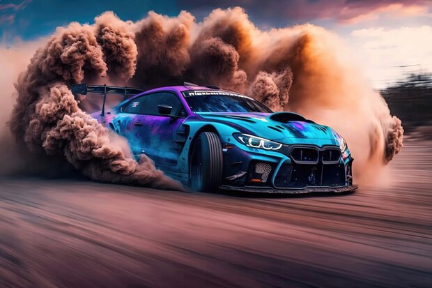 Raceauto Drift fotobehang VINYL 