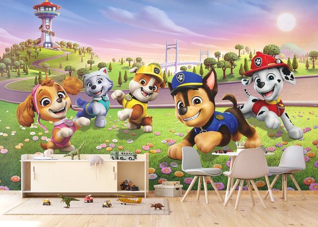 Paw Patrol fotobehang Bloemenveld XL