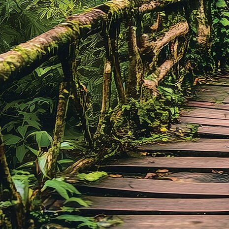Jungle fotobehang Houten Brug