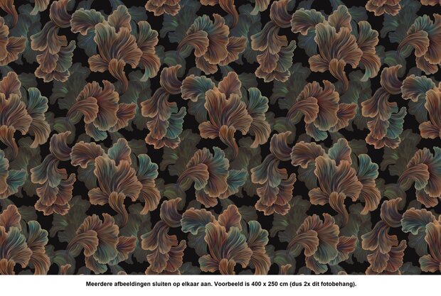 2X Night Blossoms fotobehang naast elkaar