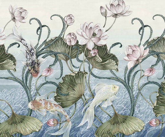 Fotobehang Haiku Vijver 300x250cm