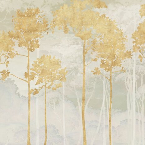 Bos fotobehang Golden Pines