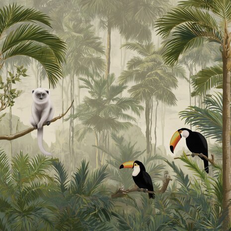 Jungle fotobehang Witte Aap