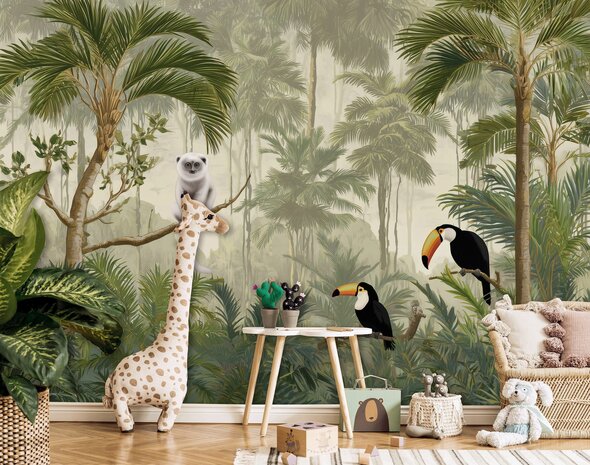 Jungle fotobehang Witte Aap