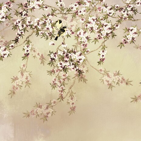 Bloesem fotobehang Love Birds