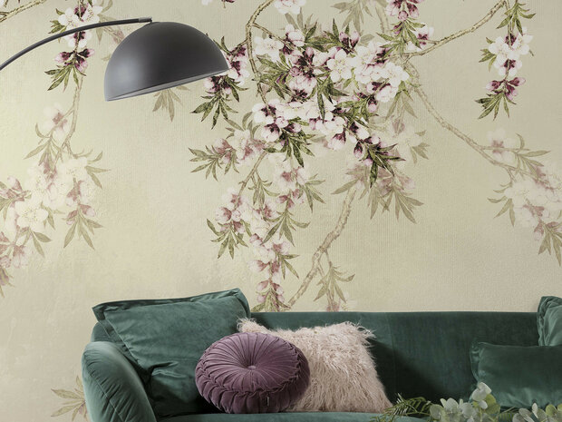 Bloesem fotobehang Love Birds