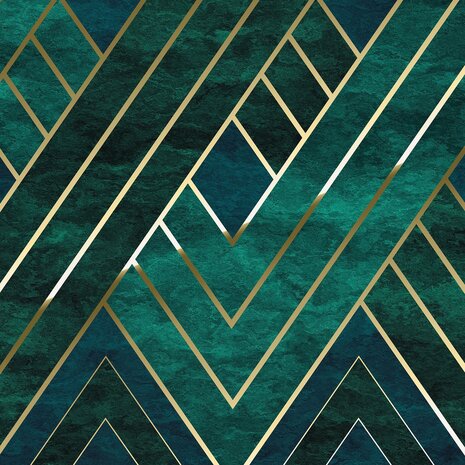 Art Deco fotobehang Groen met Goud