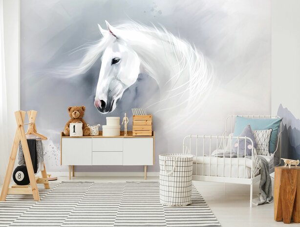 Dromerig Wit Paard fotobehang