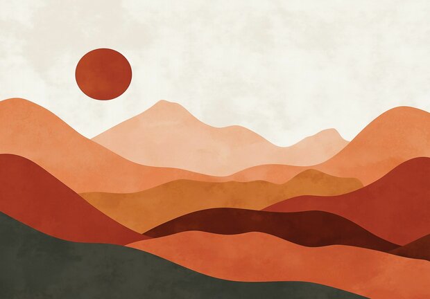 Abstract Landschap Fotobehang Terracotta