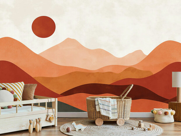 Abstract Landschap Fotobehang Terracotta