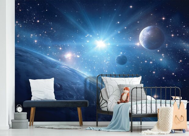Galaxy Behang – Universum in Blauw