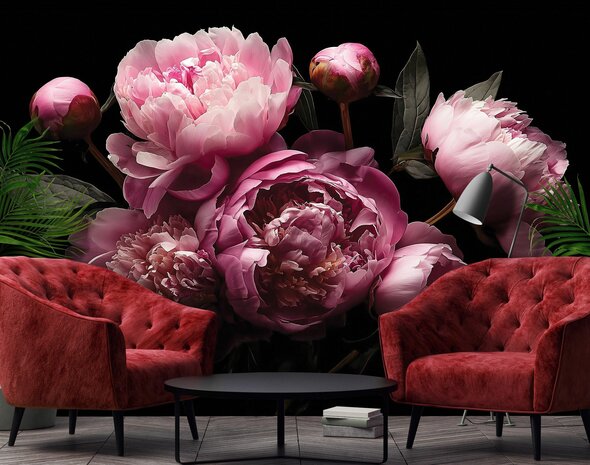 Roze Pioenrozen fotobehang 