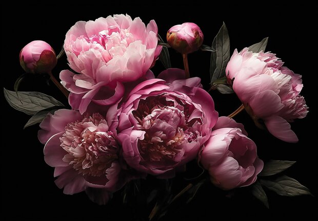 Roze Pioenrozen fotobehang 