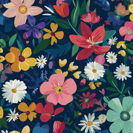 Kleurrijke Hippe Bloemen fotobehang 