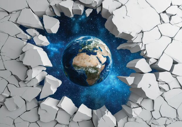 Planeet Aarde fotobehang 3D Muurbreuk