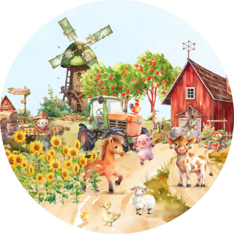 Boerderijdieren muurcirkel