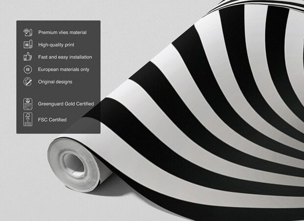 Zwart wit Spiraal tunnel behang XL