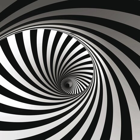 Zwart wit Spiraal tunnel behang XL