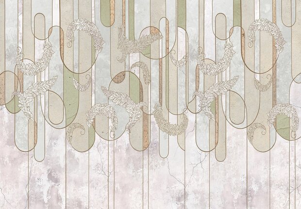 Art Deco Feathers Lines GEHELE afbeelding