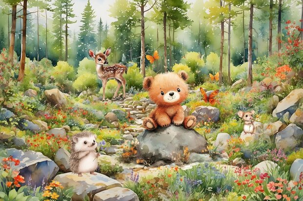 Bosdieren fotobehang Bij de Bloemenbeek 