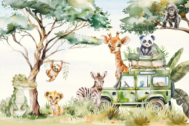 Jungle fotobehang Jeep Safari