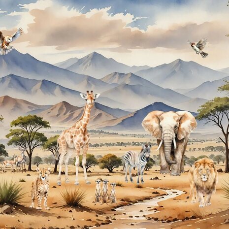 Safari fotobehang Savanne Panorama