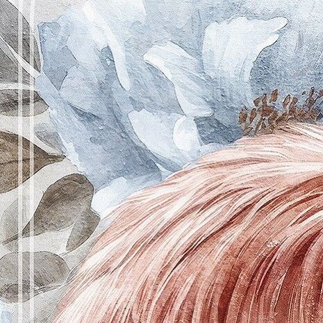 Fotobehang Flamingo met Bloemen - detail