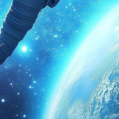 Astronaut fotobehang in de Ruimte met Planeten - detail