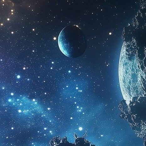 Astronaut fotobehang in de Ruimte met Planeten - detail