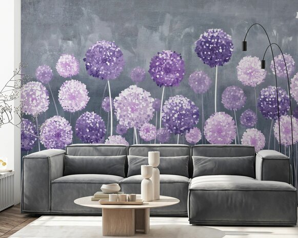 Paarse bloemen fotobehang Alliums
