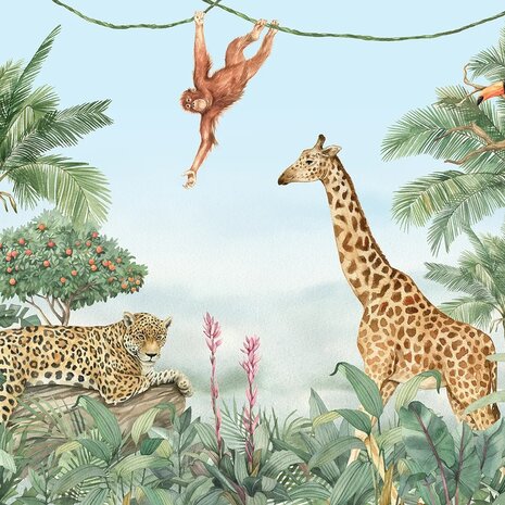 Jungle Dieren onder Palmen fotobehang