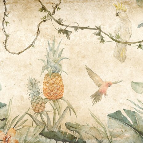 Tropisch botanisch fotobehang met vogels