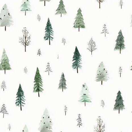 Vliesbehang - Aquarel Bos Bomen