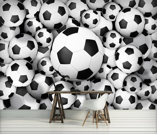 tekort Relatief Geschiktheid Voetbal fotobehang Voetballen zwart/wit | Muurdeco4kids
