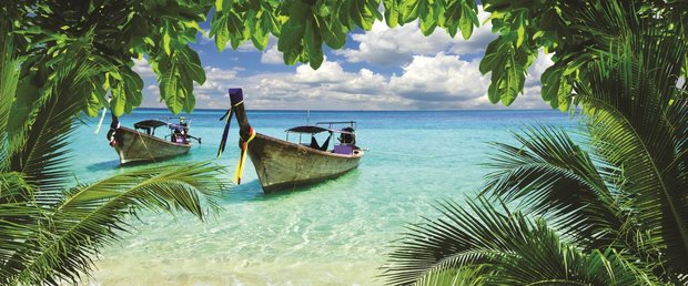 Strand fotobehang Bootjes H