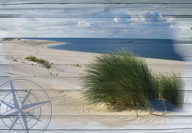 Fotobehang Strand op hout